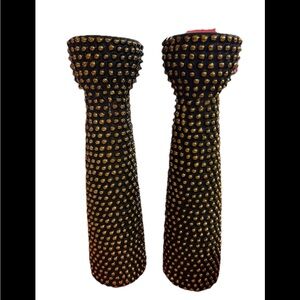 Two 16” candle holder black and gold